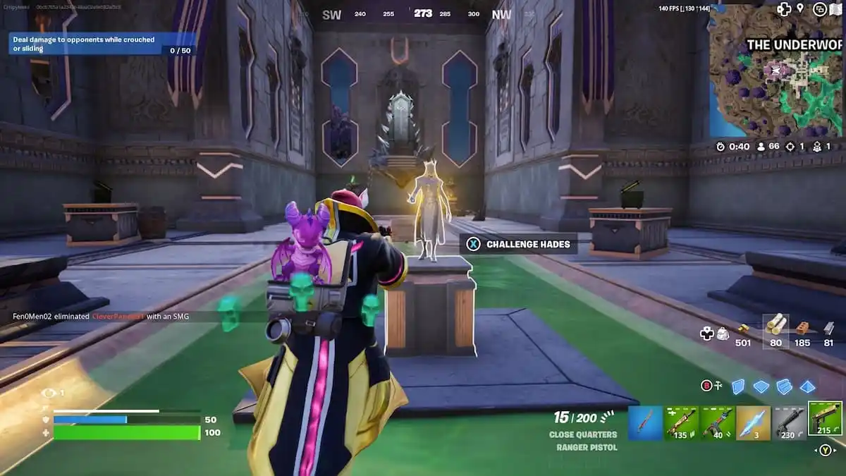 estátua para desafiar Hades e obter o Aspecto do Sifão em Fortnite