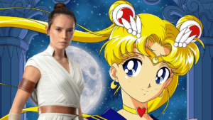 Sailor Moon e Rey Fuse de Star Wars em cosplay deslumbrante