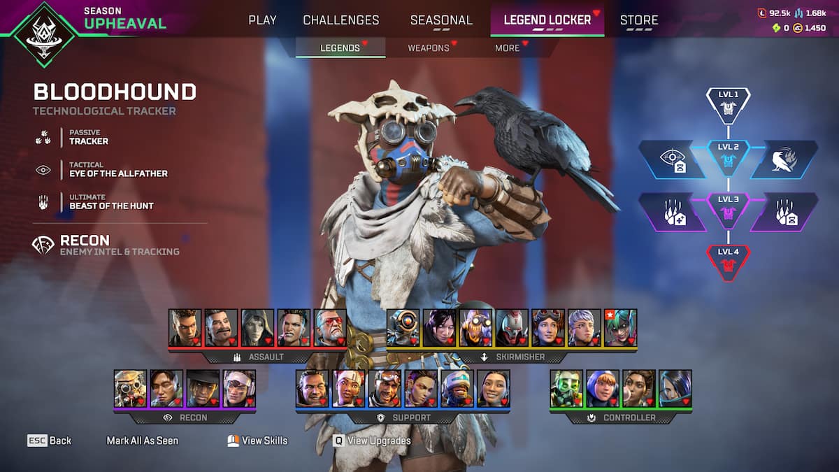 Bloodhound sendo visualizado no Legend Locker em Apex Legends