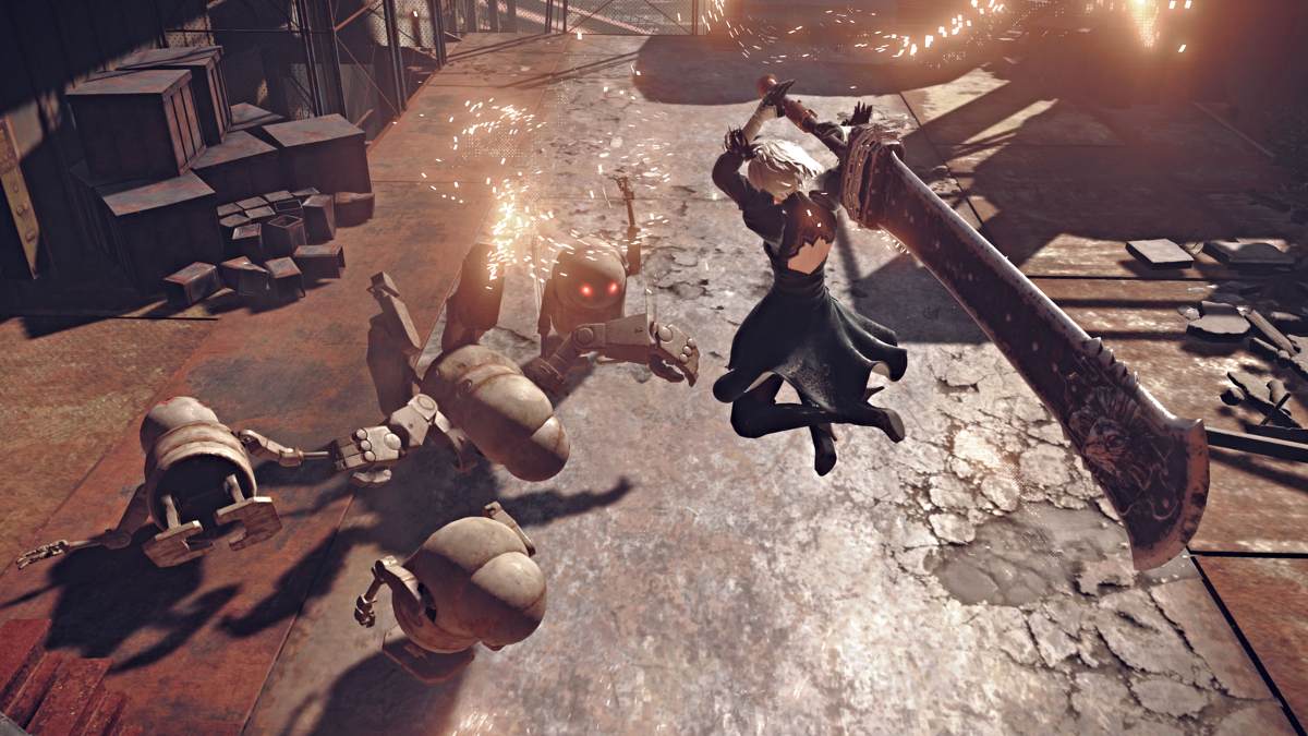 2B luta contra máquinas em Nier Automata