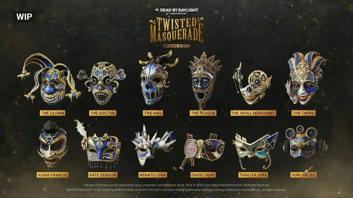 Todas as máscaras no evento Twisted Masquerade em Dead by Daylight