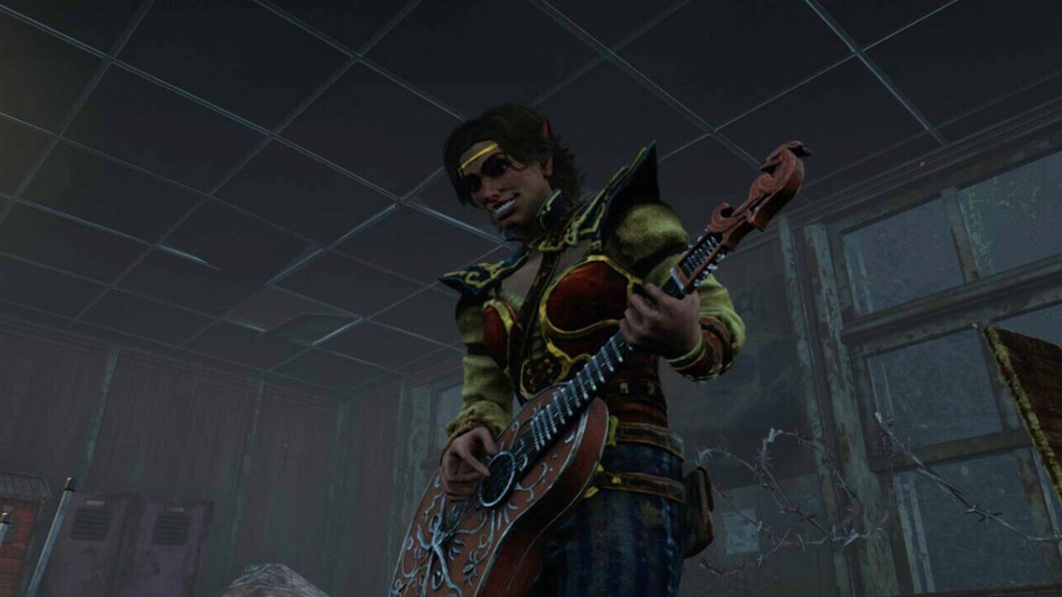 Aestri tocando alaúde do privilégio Bardic Inspiration em Dead by Daylight