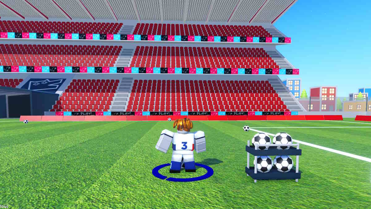 O porta-bolas perfeito para praticar o chute de bicicleta no futebol Roblox Super League