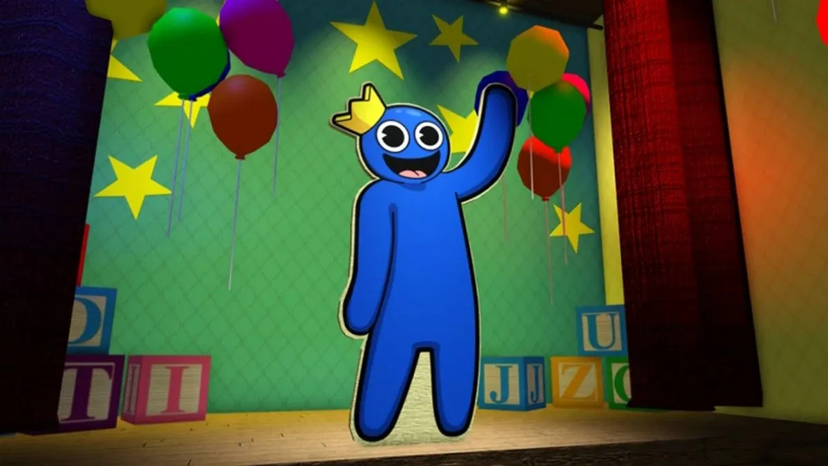 O amigo azul em Roblox Rainbow Friends