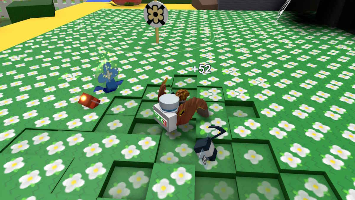 Coletando pólen branco no Roblox Bee Swarm Simulator