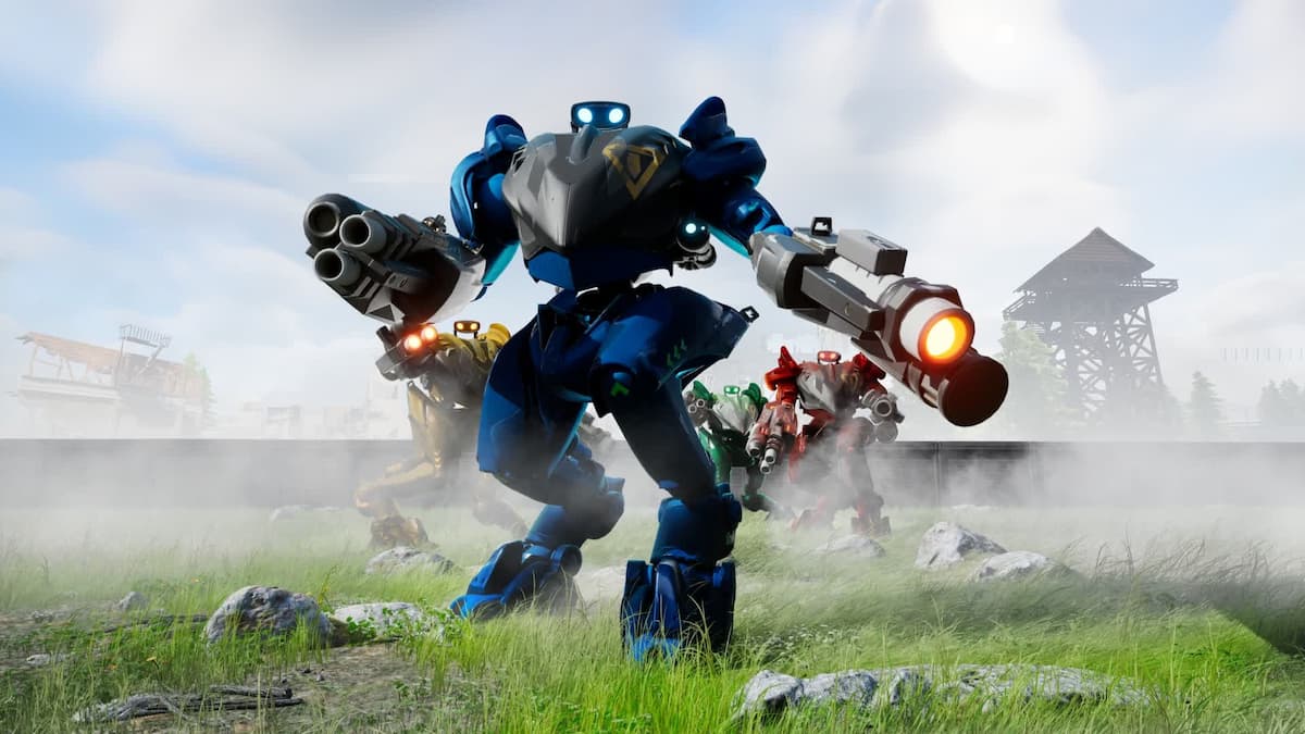 Mechs em Fortnite exibidos no modo de jogo