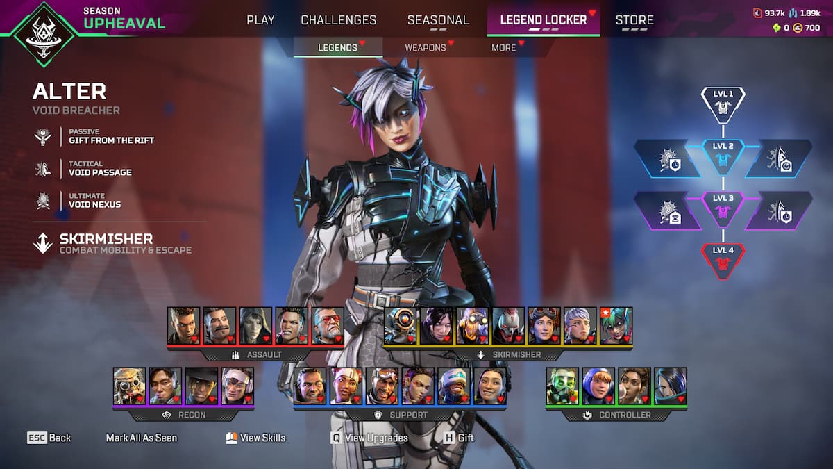 Apex Legends Alter conforme visto no menu do jogo.