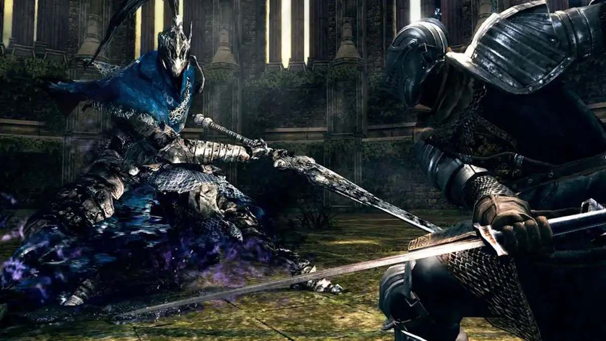 Lutando contra Artorias do Abismo em Dark Souls 1