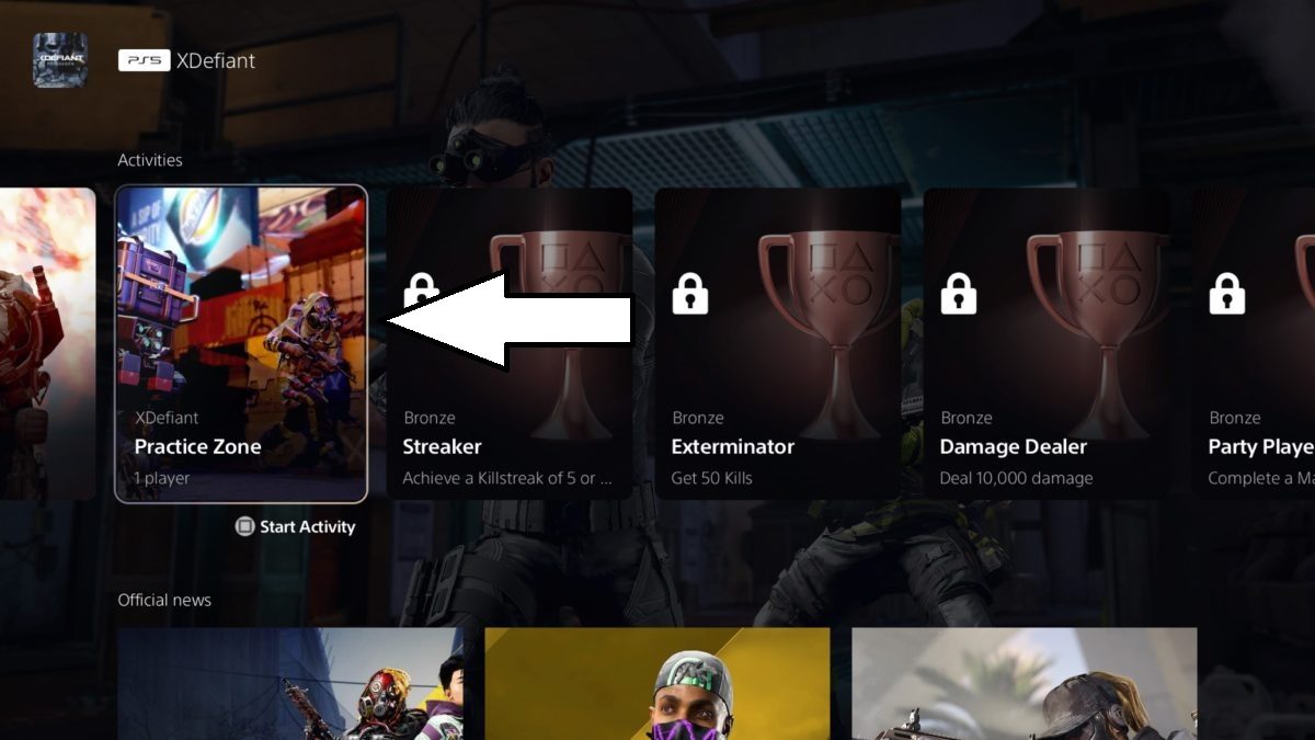 Menu do jogo XDefiant PS5