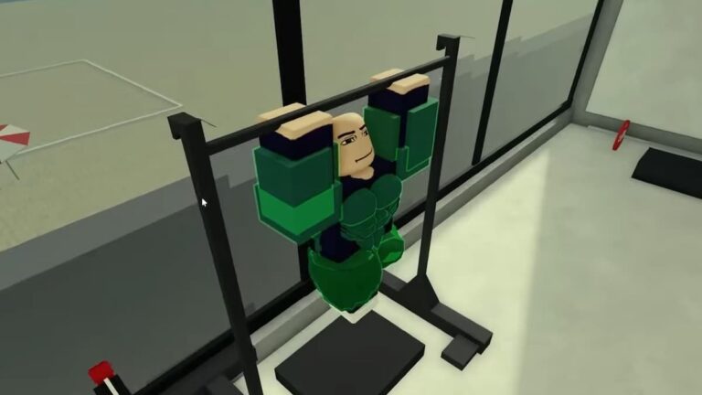 Roblox Untitled Gym Game Doing Pull Ups In Green Outfit