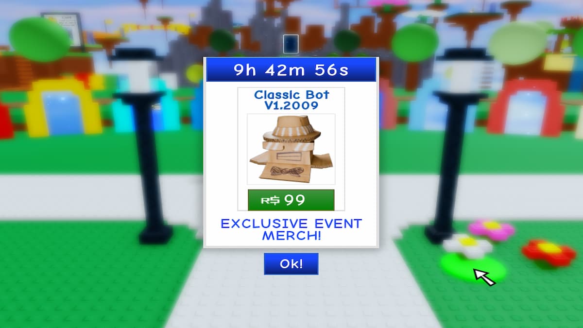 O menu Daily Cosmetics no Roblox Classic Event