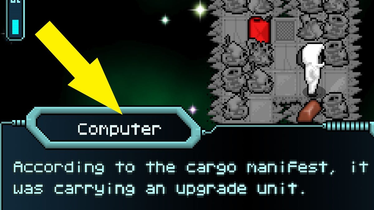 Capitão de um navio abandonado lendo um manifesto de carga em Starstruck Vagabond. 