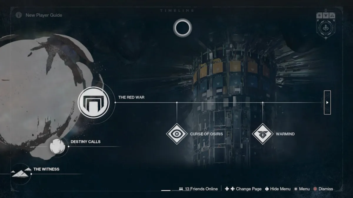 A primeira parte da linha do tempo em Destiny 2.