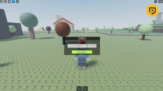 Códigos de animações FNF sem título: uma captura de tela da tela de resgate de códigos no jogo Roblox, com um logotipo circular do PT no canto superior direito