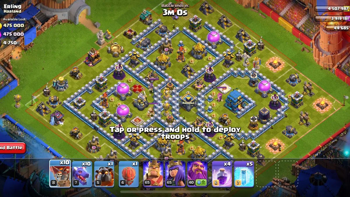 O primeiro desafio de Haaland, derrotando sua própria base do Clash of Clans