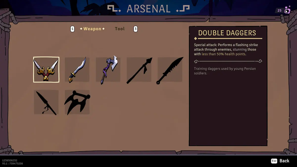 A arma Double Daggers em The Rogue Prince of Persia