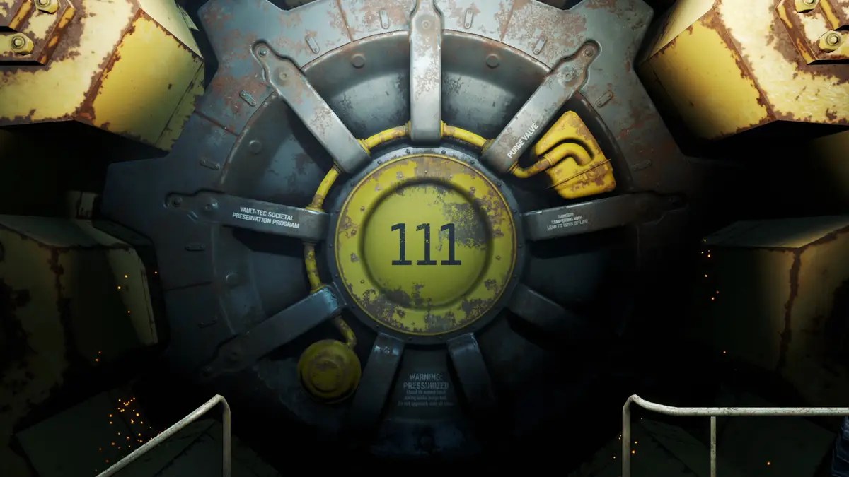 A porta do Vault 111 em Fallout 4