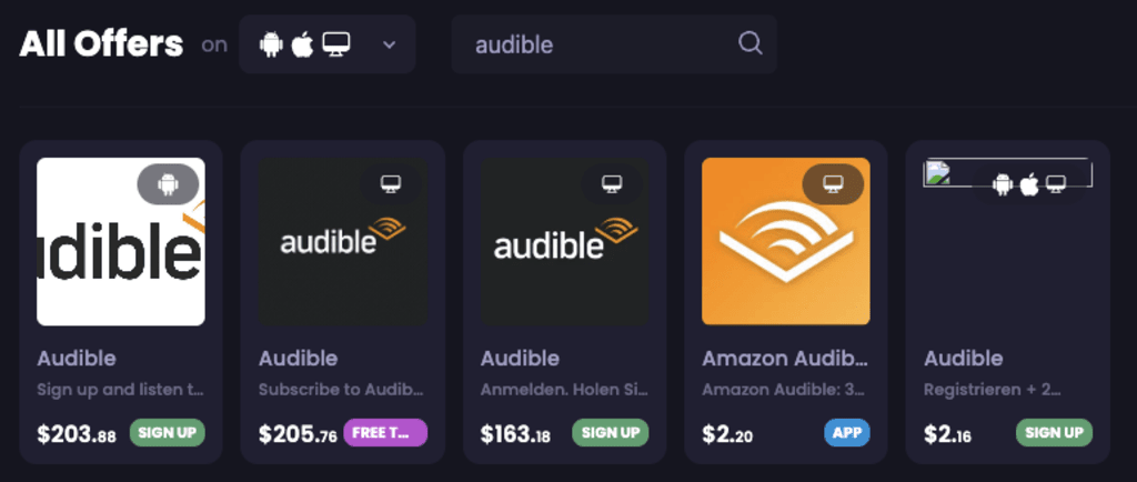 Ofertas Audible Freecash