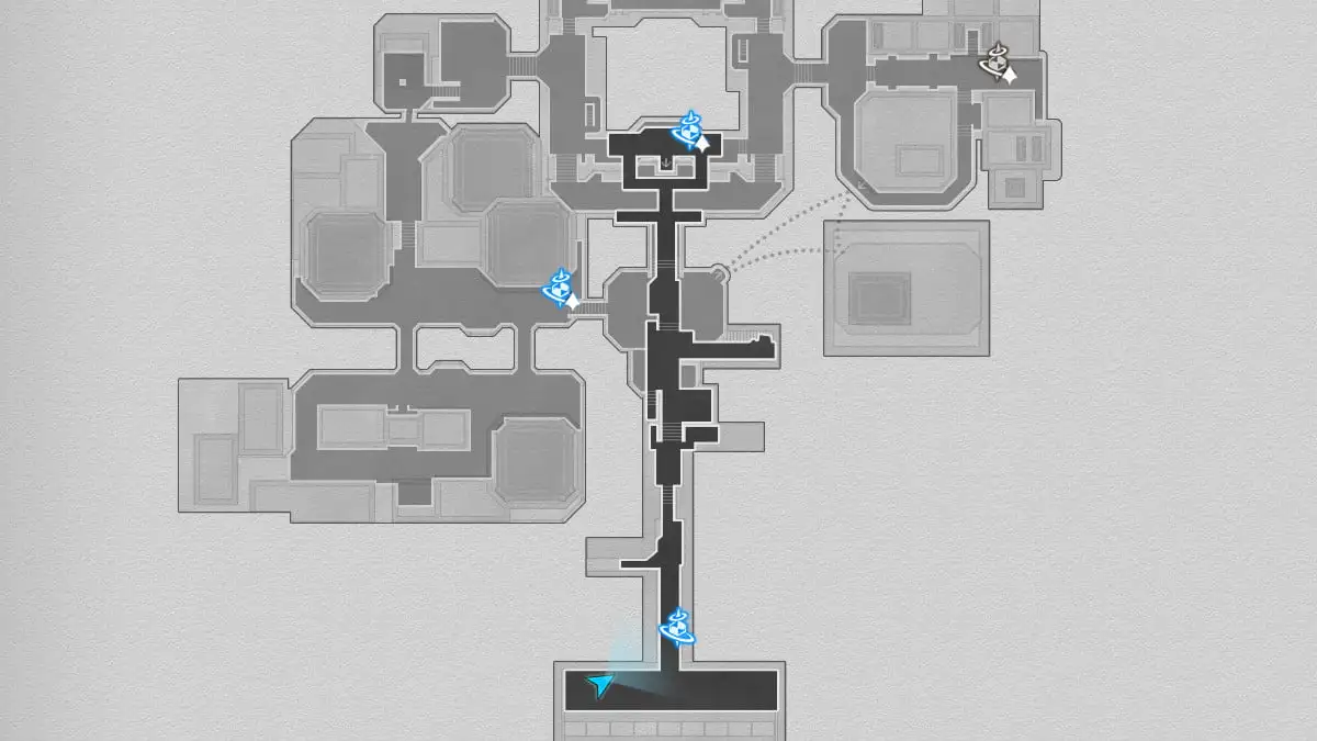 Mapa do baú do tesouro nº 1 em Dreamflux Reef em Honkai Star Rail.