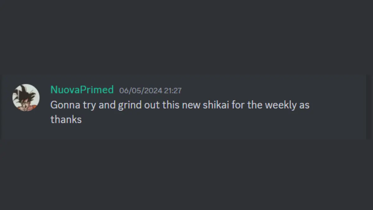 Postagem do desenvolvedor Type Soul confirmando novo shikai em desenvolvimento