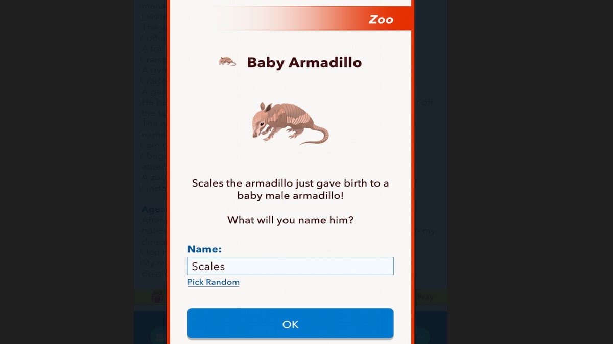 Um filhote de animal no Zoológico BitLife