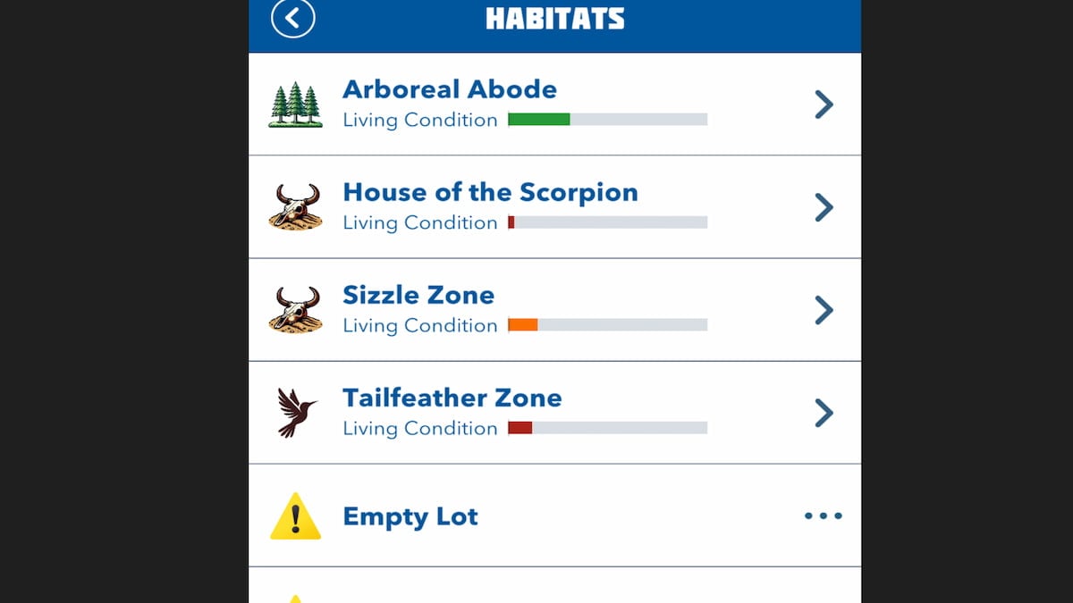 A lista de Habitantes no BitLife