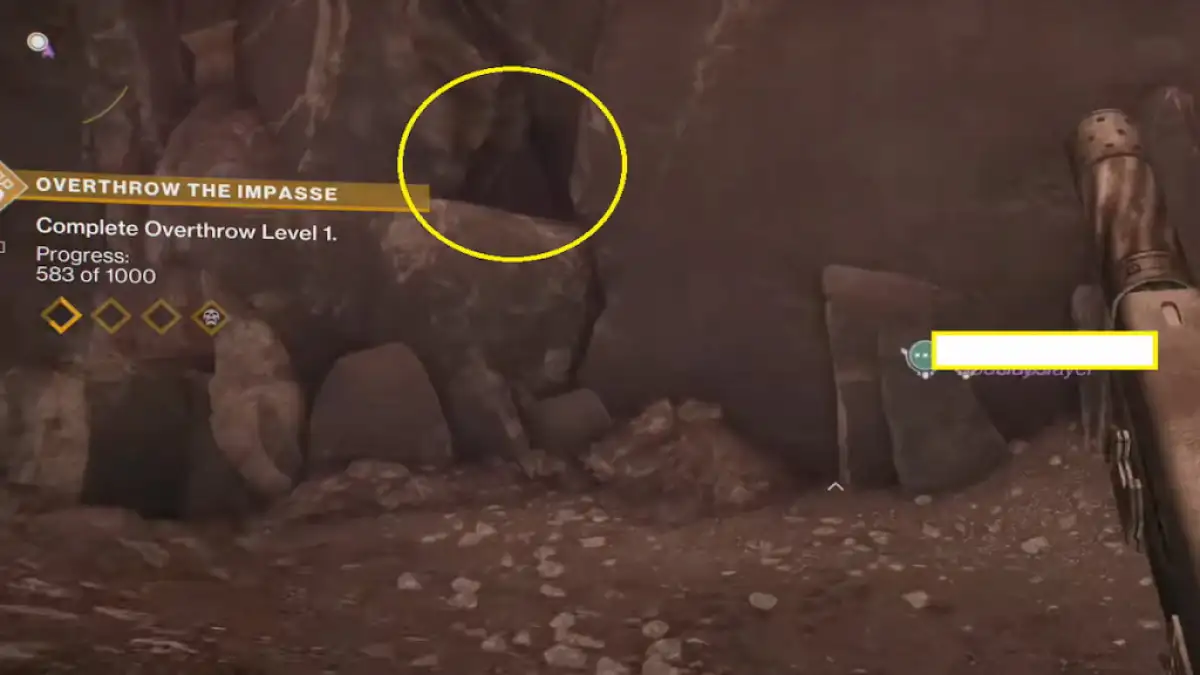 Uma abertura de caverna em Destiny 2