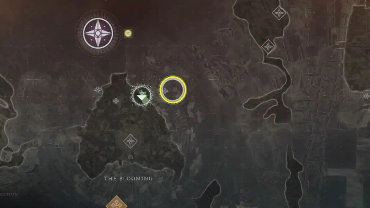 A localização de um baú no mapa Destiny 2