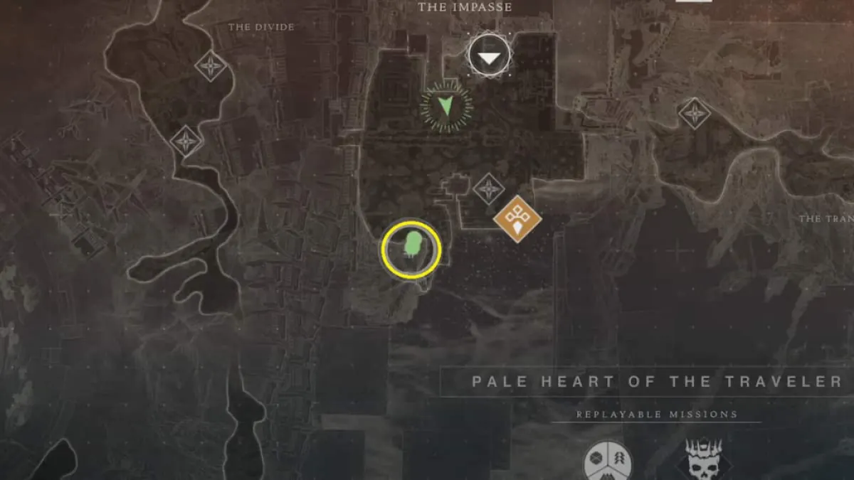 Uma localização no mapa para um baú em Destiny 2