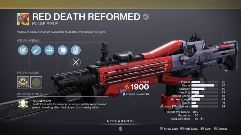 The Red Death Reformed é uma arma divisória em Destiny 2: The Final Shape