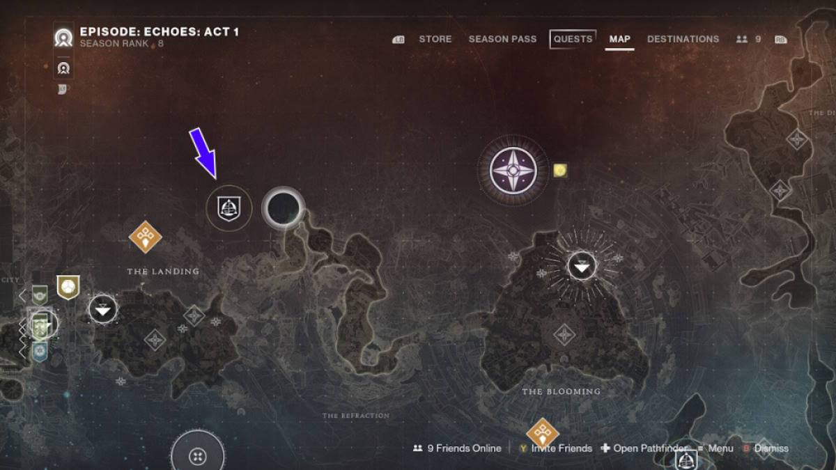 A localização do mapa Light Cave em Destiny 2.