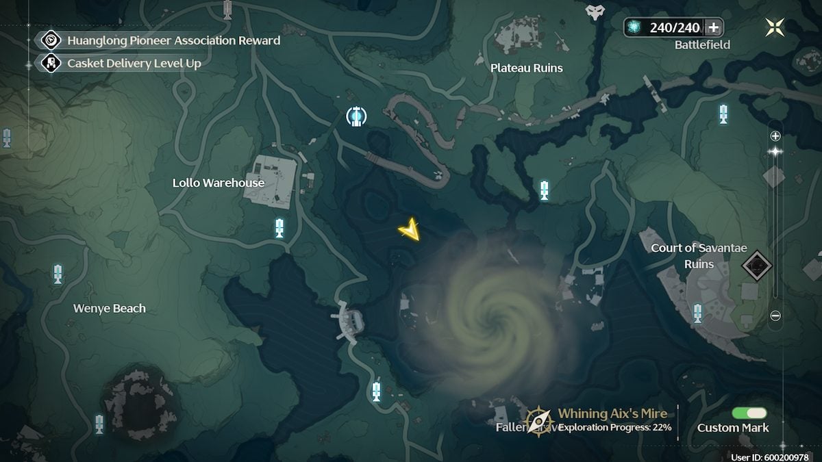 A localização do mapa para o cenário Daybreak em Wuthering Waves. 