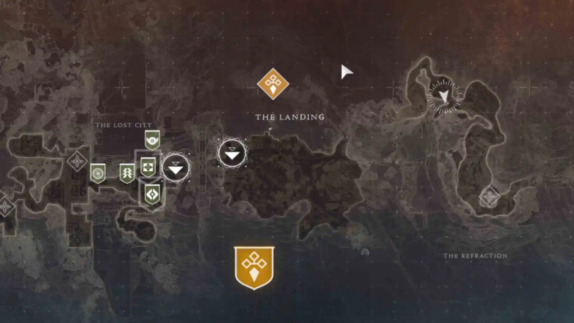 Visão da localização do mapa do viajante em The Landing in Destiny 2 The Final Shape