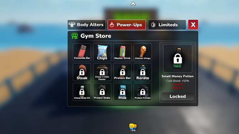 Todos os itens de power-up na Gym League - Roblox