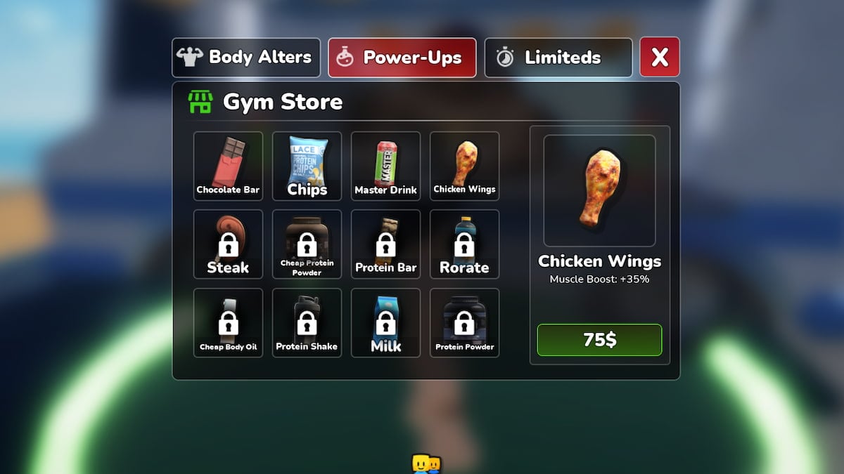 Lista de todos os power-ups disponíveis no Gym League Roblox