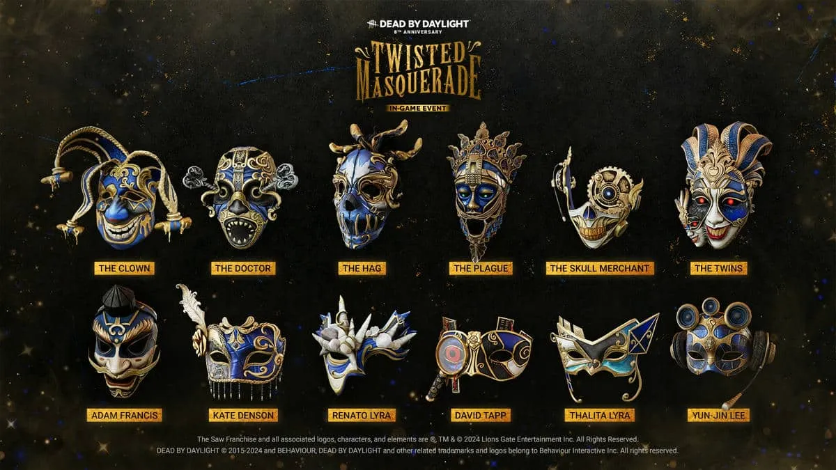 Máscaras do evento Dead By Daylight