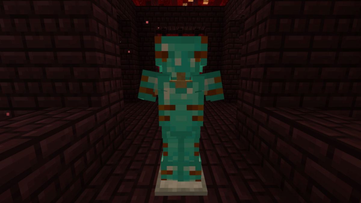 O Rib Armor Trim em um conjunto de armadura no Minecraft