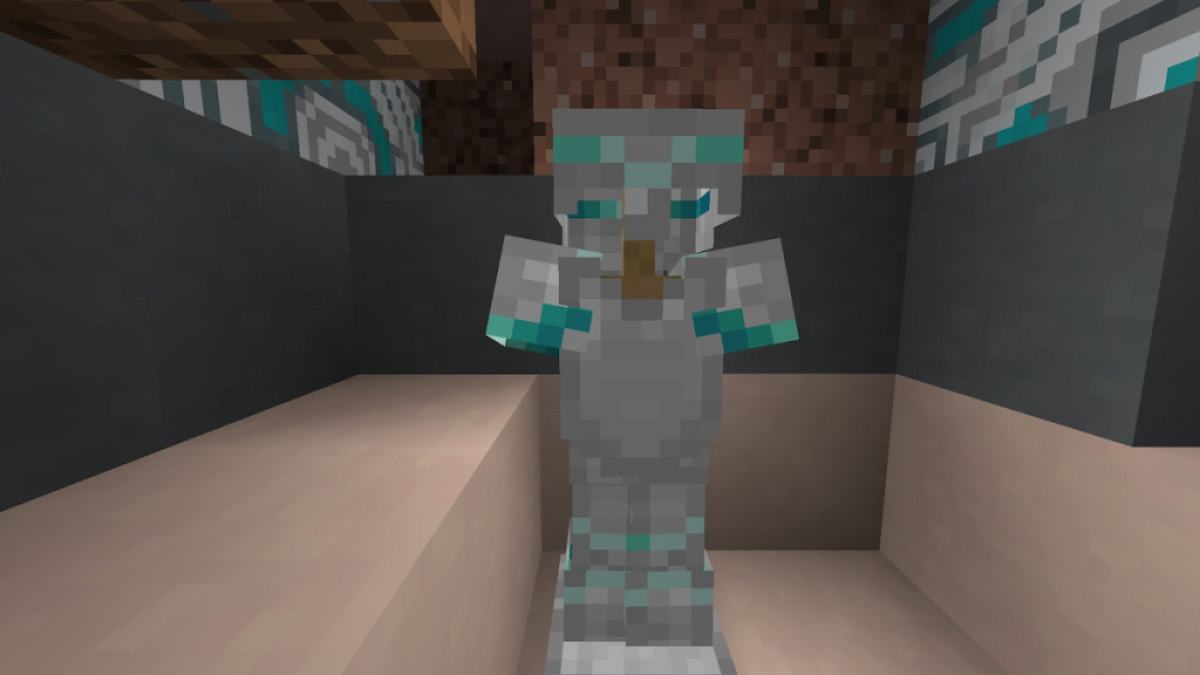 Armadura de Ferro com o Shaper Armor Trim no Minecraft