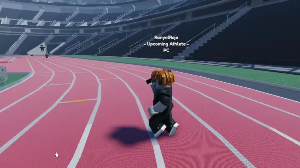 Um jogador virando no Track and Field Infintie