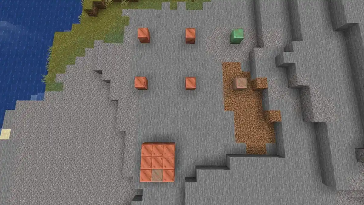 Blocos de cobre oxidando no Minecraft