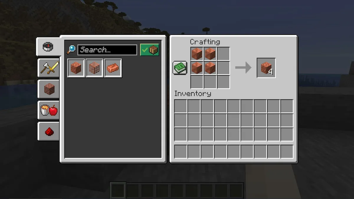 A receita de elaboração de cobre cinzelado no Minecraft