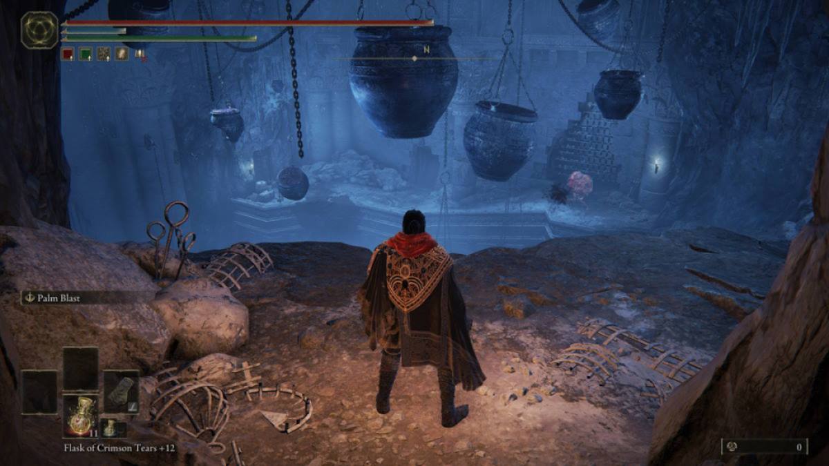 Uma vista de Bonny Gaol no DLC de Elden Ring.