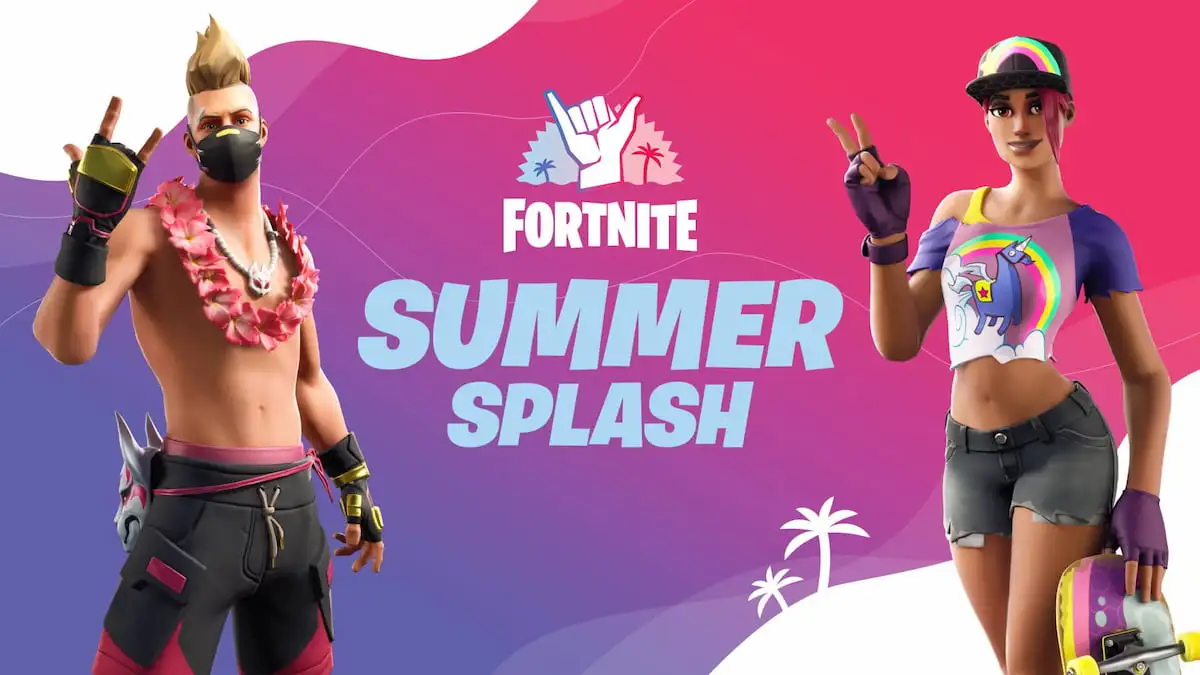 Atualização do Fortnite Summer Splash mostrando novos trajes de praia