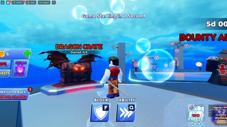 Área do baú do dragão Roblox Blade Ball