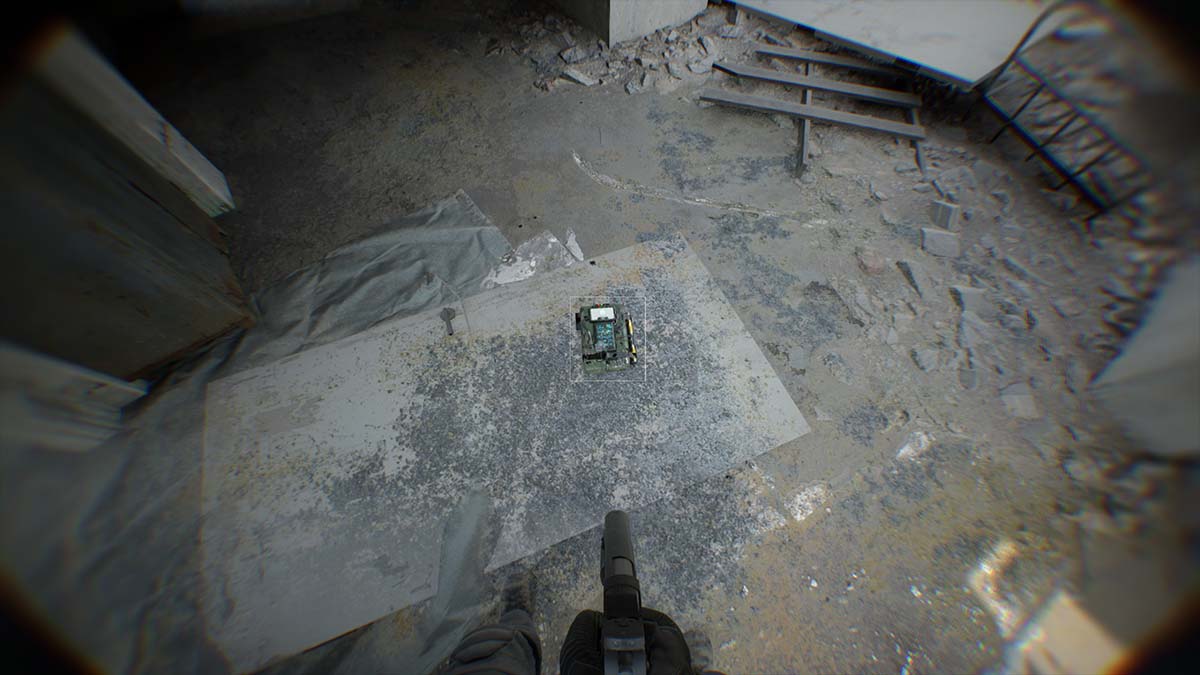 Bomba Bodycam colocada no chão