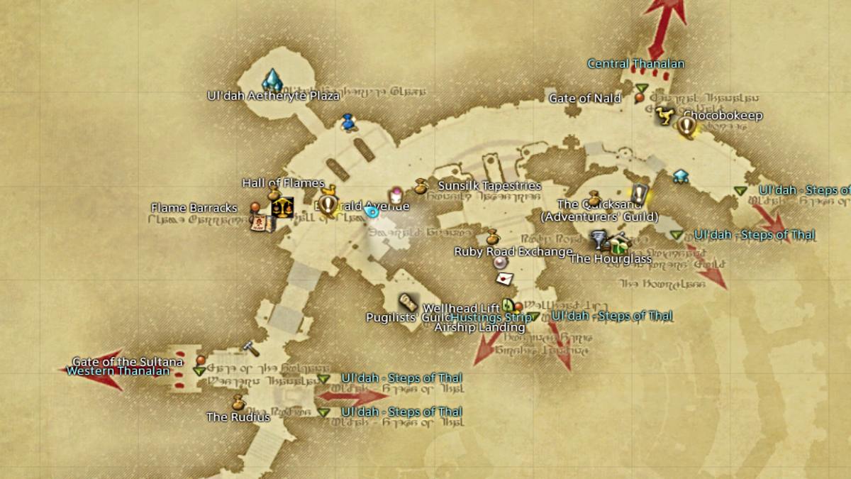 Localização da missão de trabalho do Viper em Final Fantasy XIV