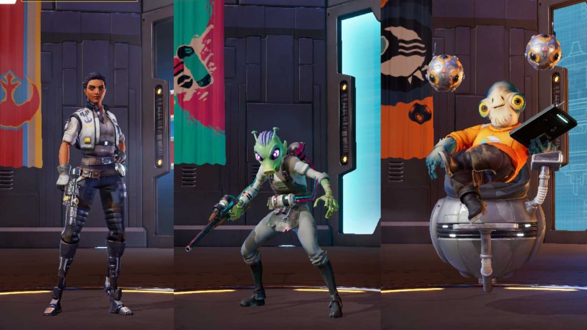 Personagens de apoio de Star Wars Hunters Zaina, Skora e Sprocket