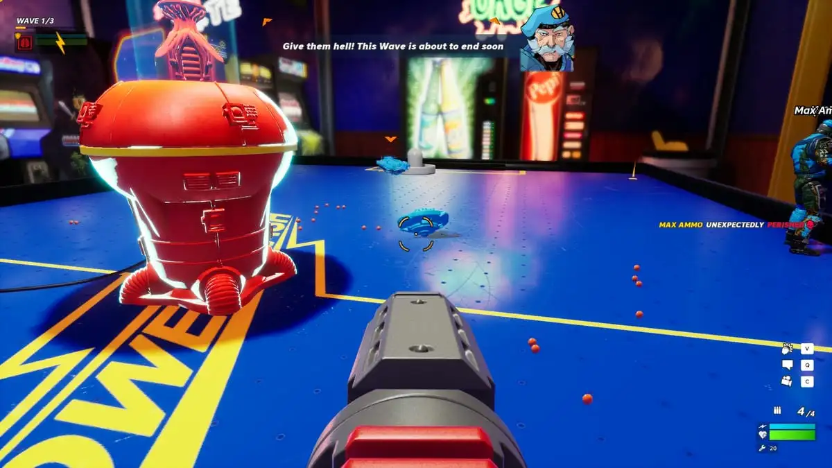 Usando Shotgun para derrotar Spinners em Hypercharge Unboxed