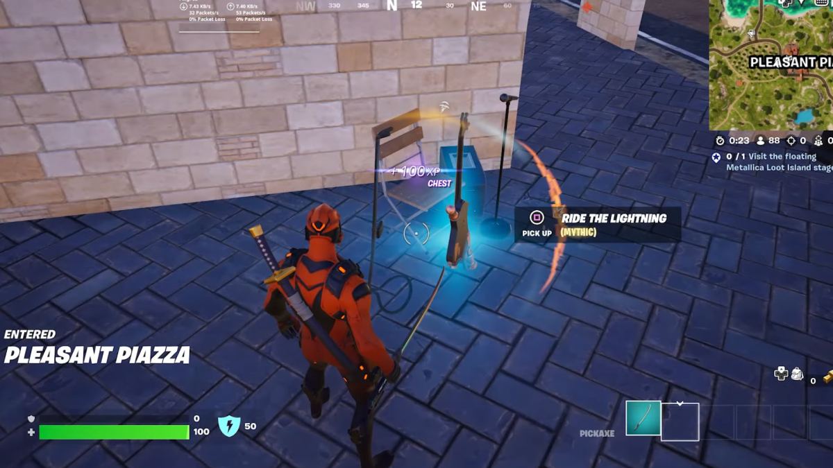 Em frente à arma Ride The Lightning em Fortnite