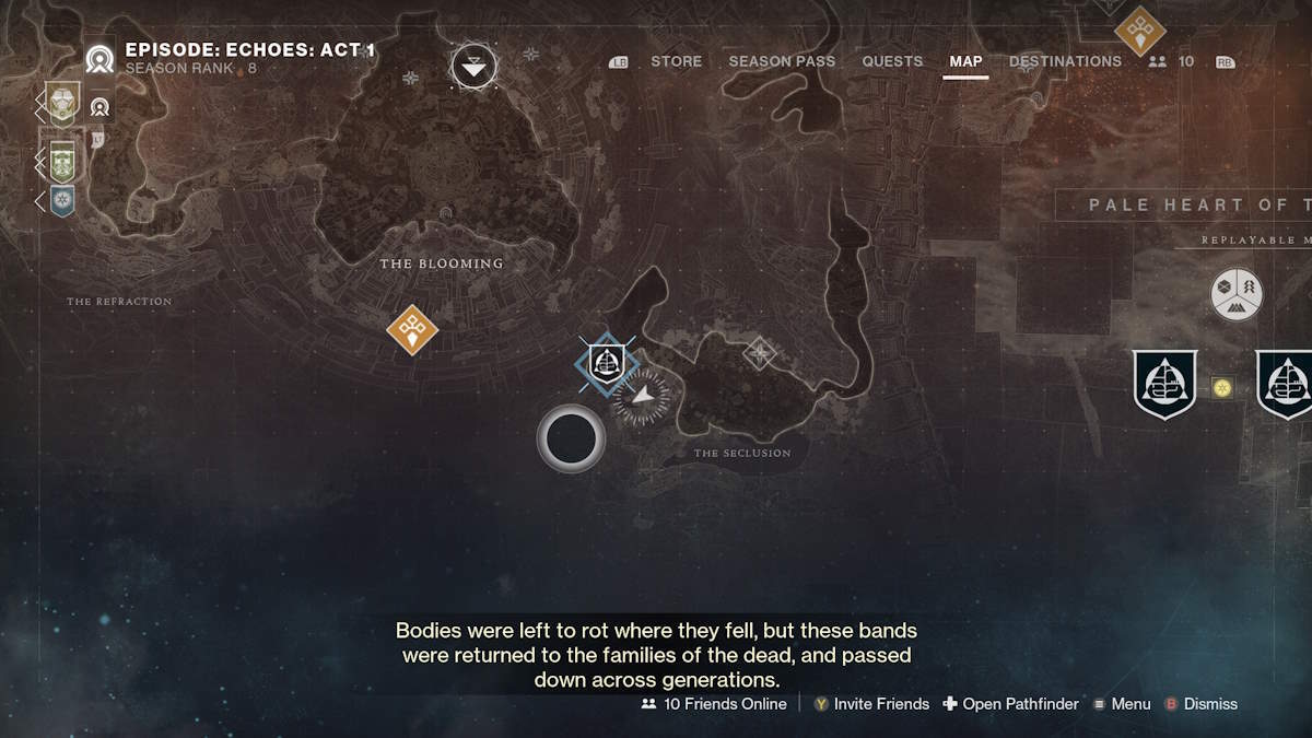 Mapa de localização do baú de Destiny 2 Prismatich Fragments